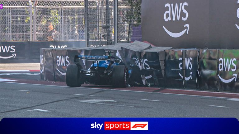 Azerbaijan Grand Prix: Alex Albon slams into the wall and brings out safety car