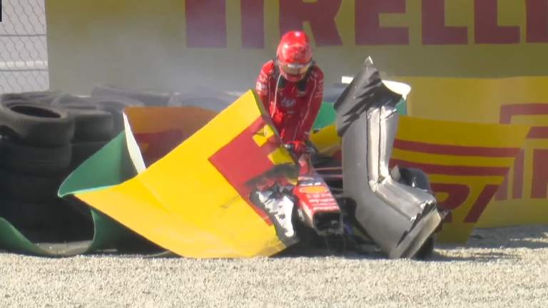 Charles Leclerc after crashing out of the Italian GP