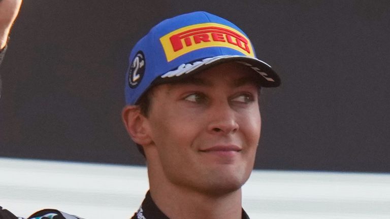 Mercedes driver George Russell (AP Photo/Luca Bruno)