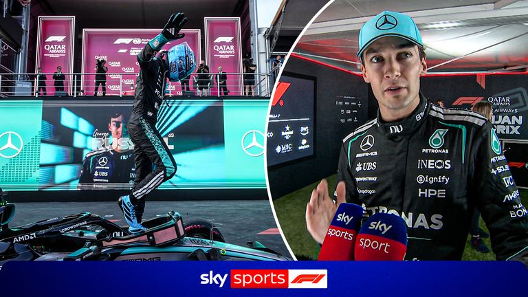 George Russell describes his tense showdown with Max Verstappen for the Azerbaijan GP win.