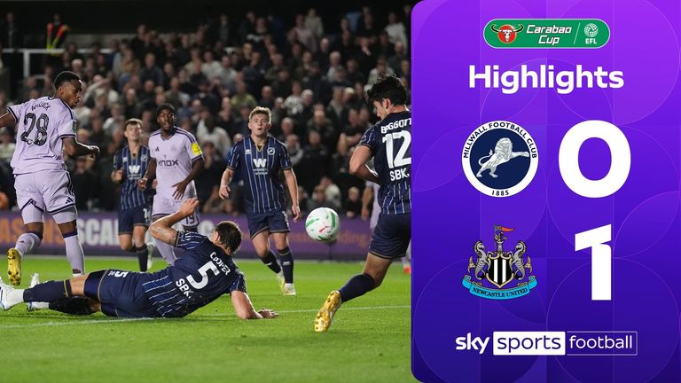 Highlights from the third round Carabao Cup match between Millwall and Newcastle United.