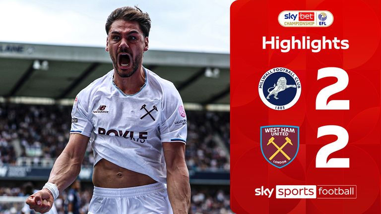 Highlights of the Championship match between Millwall and West Ham.