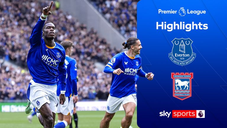 Premier League match between Everton and Ipswich Town.