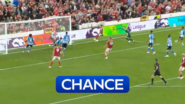 Bobby Thomas clears a shot from Igor Jesus to maintain Coventry's lead over Forest