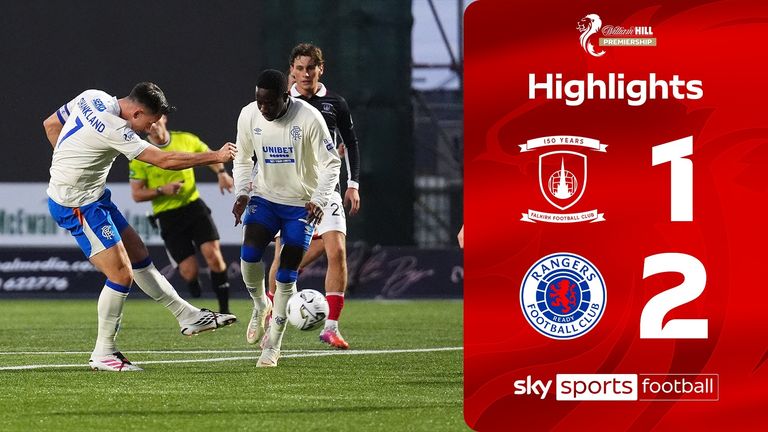 Watch highlights from the Scottish Premiership match between Falkirk and Rangers.