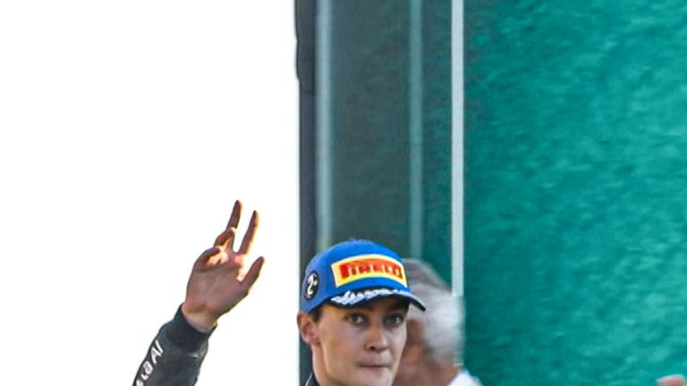 Russell booed by crowd as he steps onto Monza podium!