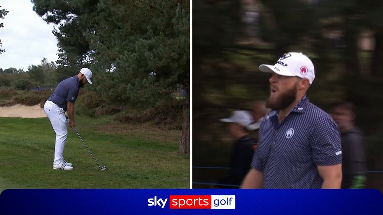 Tyrrell Hatton hit an 'extraordinary' approach shot as he birdied the par-four ninth during his final round at the BMW PGA Championship.
