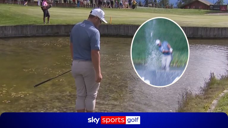 Thriston Lawrence fails with attempt from water at Omega Masters