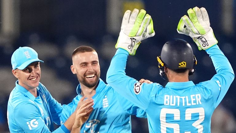 Will Jacks (centre) was hailed by Harry Brook (left) after he starred with both bat and ball in the first ODI vs Sri Lanka