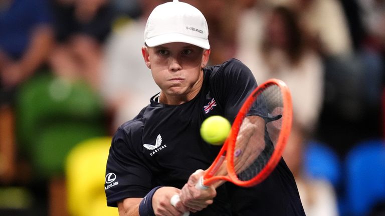 Harry Wendelken of Great Britain during the Davis Cup 
