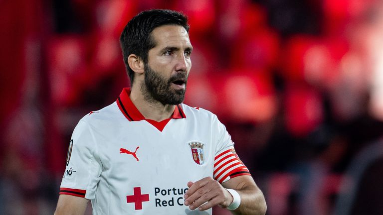 Moutinho in Europa League semi-final action against Freiburg in the spring