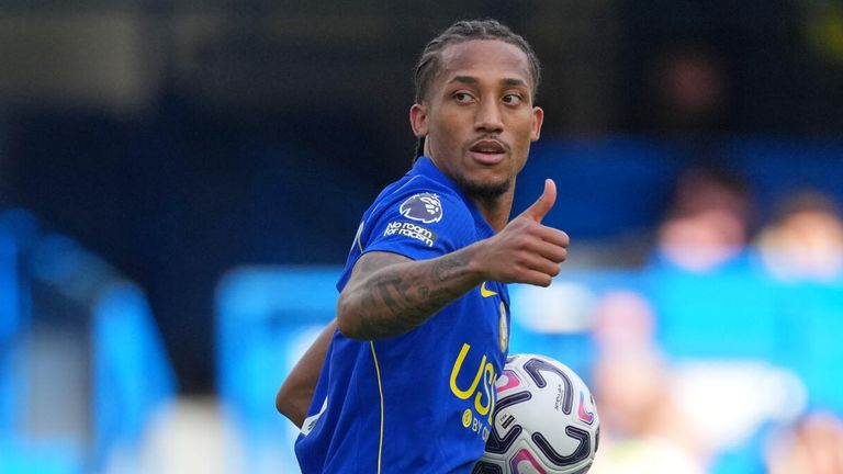 Chelsea's Joao Pedro celebrates after scoring his side's second goal (AP Photo/Dave Shopland)
