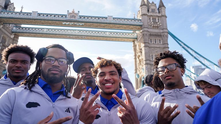 Kansas Jayhawks players explore London ahead of Saturday's game at Wembley (Ben Brain, Union Jack Classic)