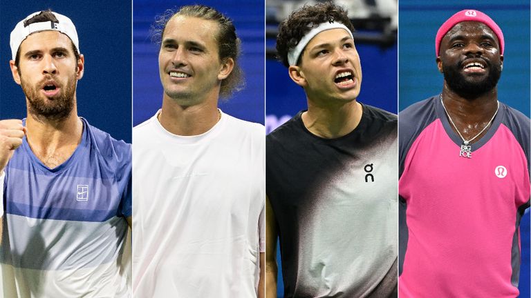 Karen Khachanov, Alexander Zverev, Ben Shelton and Frances Tiafoe at the US Open