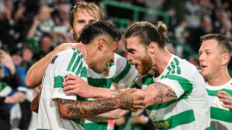 Camilo Duran (L) and Kasper Hogh have scored nine goals between them since joining Celtic