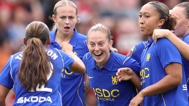 Keira Walsh celebrates after doubling Chelsea's lead
