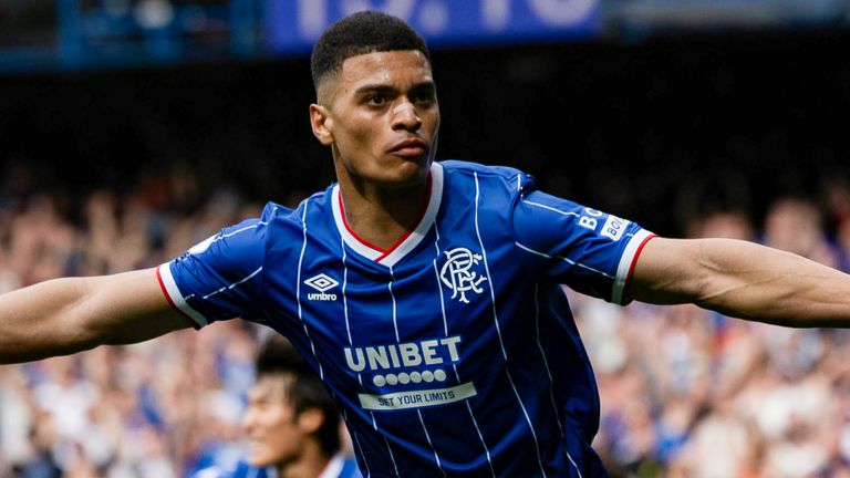 Rangers' Kevin Kelsy celebrates scoring to make it 2-0