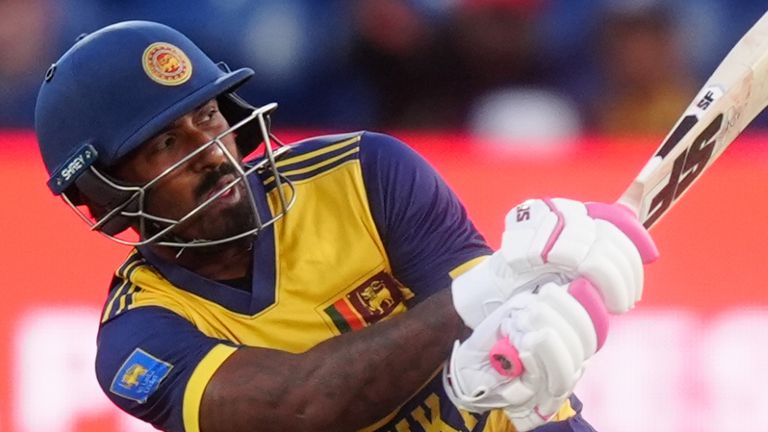 Lahiru Udara bats for Sri Lanka in a men's T20 international vs England (PA Images)