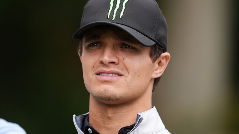 Lando Norris watching on during the Pro-Am at Wentworth