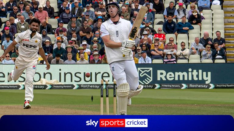 England vs Pakistan - Dan Lawrence furious as he knocks ball on to the stumps!