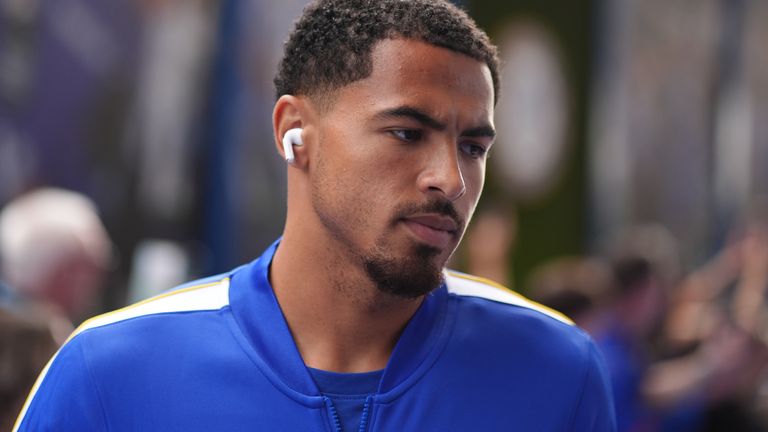 Chelsea's Levi Colwill arriving at Stamford Bridge