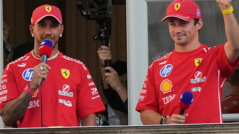 Ferrari drivers Lewis Hamilton and Charles Leclerc