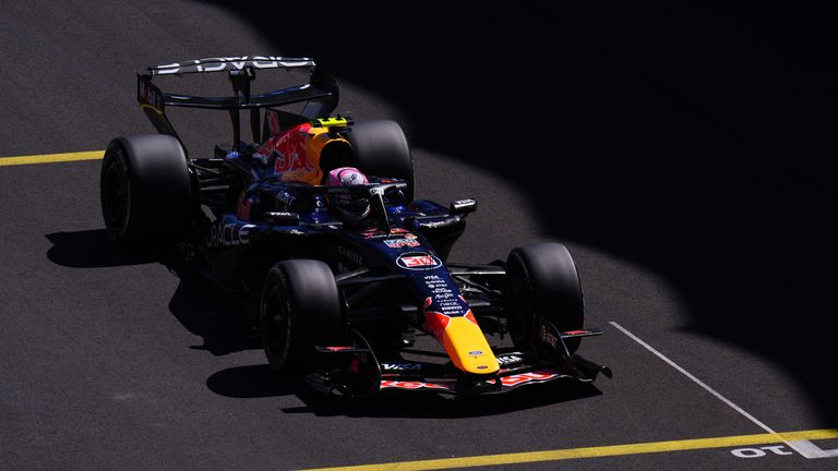Red Bull driver Liam Lawson of New Zealand steers his car during the third free practice ahead of the Spanish Formula One Grand Prix in Madrid, Saturday, Sept. 12, 2026. (AP Photo/Manu Fernandez)