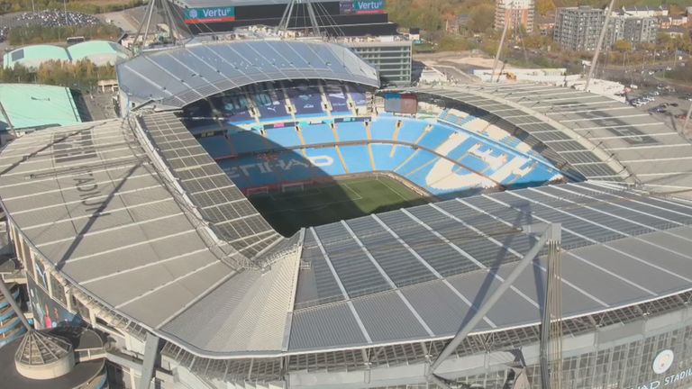 Aerial view of Manchester City's Ethad Stadium