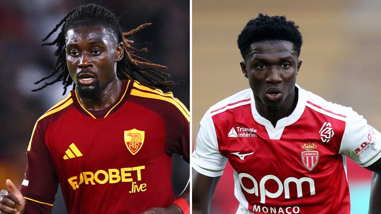 Roma's Manu Kone and Monaco's Lamine Camara