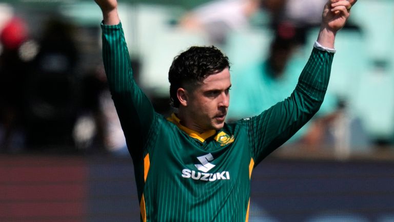 South Africa batsman Matthew Breetzke celebrates century during first one day international between South Africa and Australia