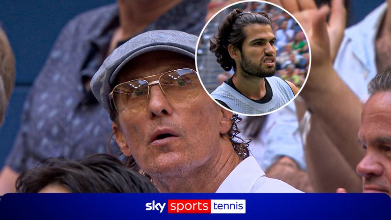 Carlos Alcaraz sets up match point with stunner as Matthew McConaughey sees stars