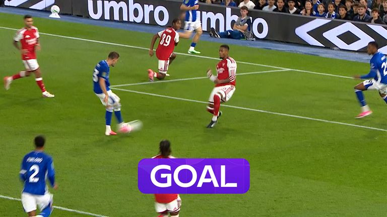 Anis Mehmeti slots in the ball into the back of Arsenal's net after a cutback finds to give Ipswich fans something to cheer about.