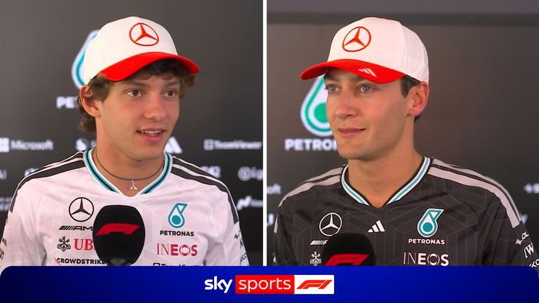 Mercedes drivers Kimi Antonelli and George Russell discuss their hopes of winning the 2026 Drivers' Championship. 