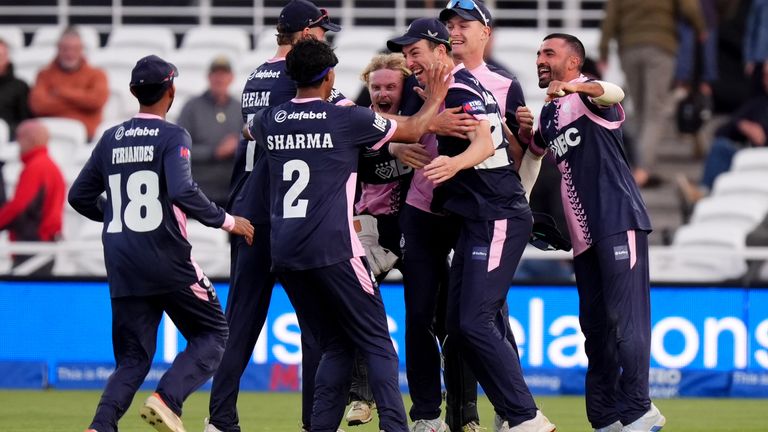 Middlesex's players celebrate winning the Metro Bank One Day Cup