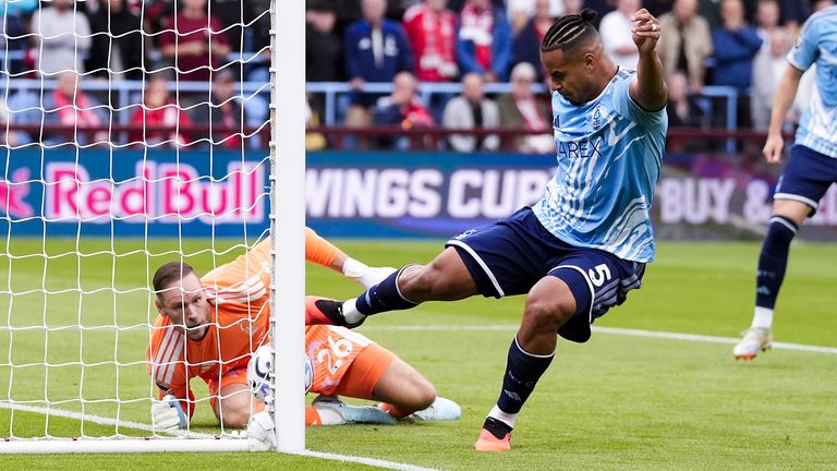 Nottingham Forest's Murillo makes a clearance after goalmouth scramble