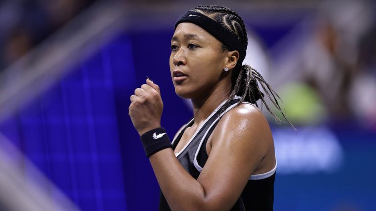 Naomi Osaka, of Japan, reacts after she defeated Anastasia Zakharova, of Russia, during the first round of the U.S. Open tennis championship