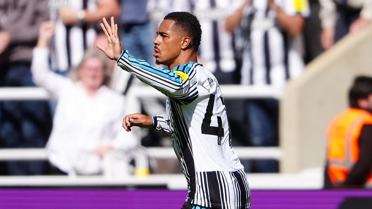 Jacob Ramsey celebrates his goal for Newcastle