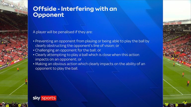 Offside law graphic shown during coverage of Manchester United's match against Man City