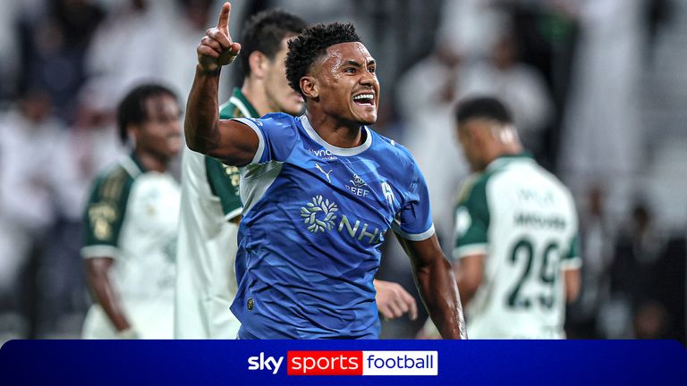 RIYADH, SAUDI ARABIA - SEPTEMBER 01: Ollie Watkins of Al Hilal celebrates scoring his team’s third goal during the Saudi Pro League match be