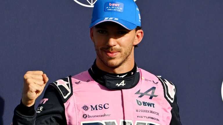 Pierre Gasly celebrates pole at Monza
