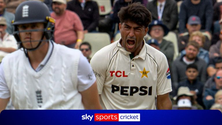 A fiery Razaullah gave a strong celebration after he caught and bowled Jamie Smith.