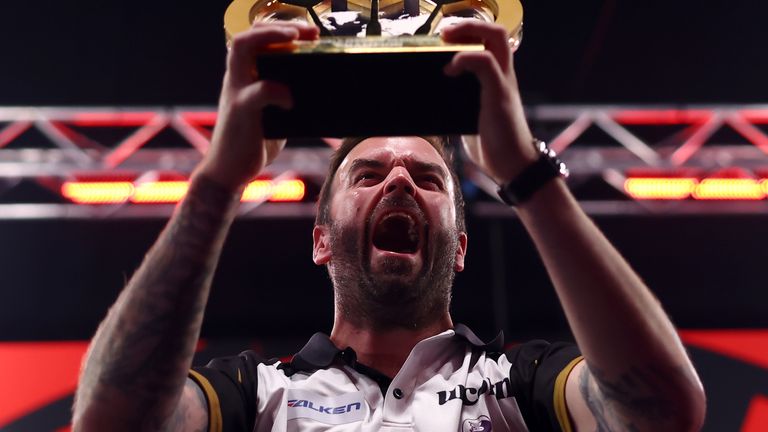 Ross Smith celebrates winning the 2026 World Series of Darts Finals in Amsterdam (Getty Images)