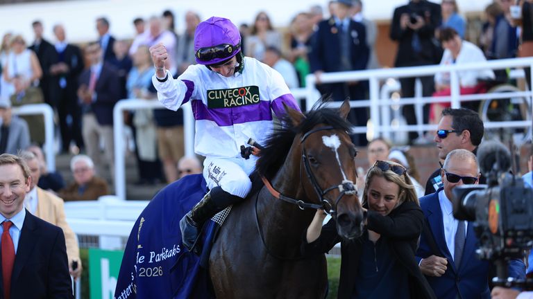 Rossa Ryan on Orthodox celebrates after winning the Tattersalls Middle Park Stakes