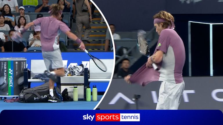 Andrey Rublev's frustrations boiled over as he ripped his shirt and kicked courtside chairs after Hugo Gaston staged a stunning comeback. Rublev looked in complete control at 6-1 up before the Frenchman dramatically turned the first set around.