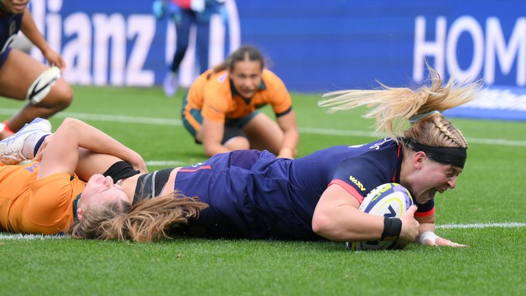 Abi Burton opened England's account in the first half