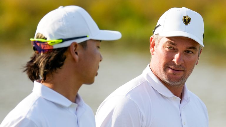 Min Woo Lee partnered Ryan Fox to a comeback victory for the International Team in the Saturday foursomes 