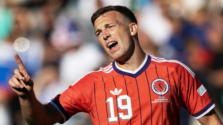 LJUBLJANA, SLOVENIA - SEPTEMBER 26: Scotland's Lewis Ferguson during a UEFA Nations League match between Slovenia and Scotland at the Stadion Stozice, on September 26, 2026, in Ljubljana, Slovenia. (Photo by Craig Williamson / SNS Group)