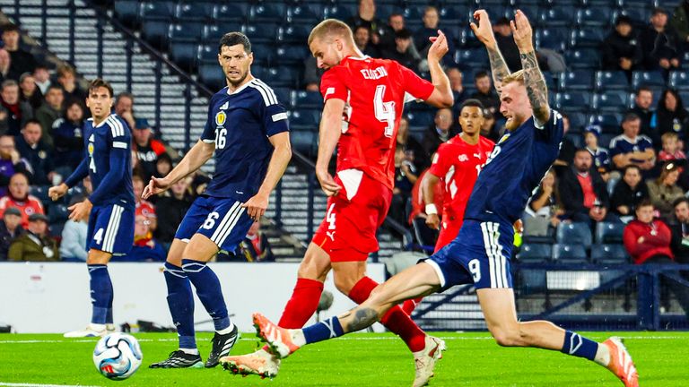 It was a tough night for 10-man Scotland against the Swiss