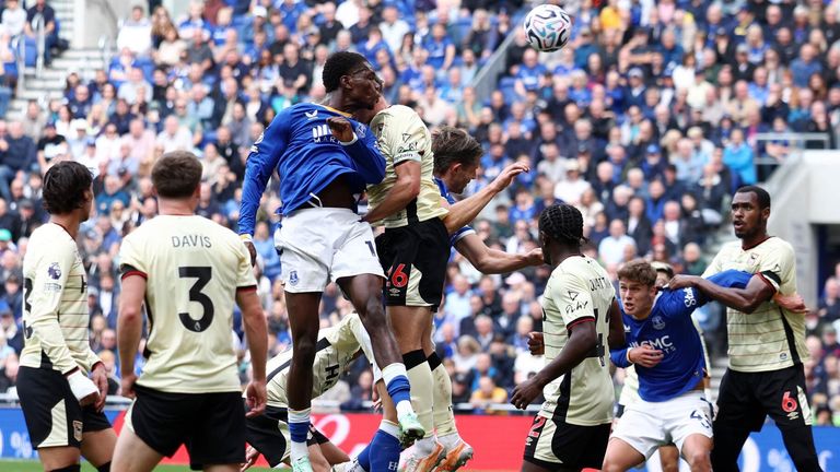 Thierno Barry directs a header into the net only for his effort to be ruled out by VAR