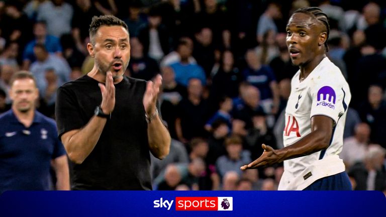Tottenham Hotspur: Roberto De Zerbi's tense exchange with Mathys Tel at full-time 